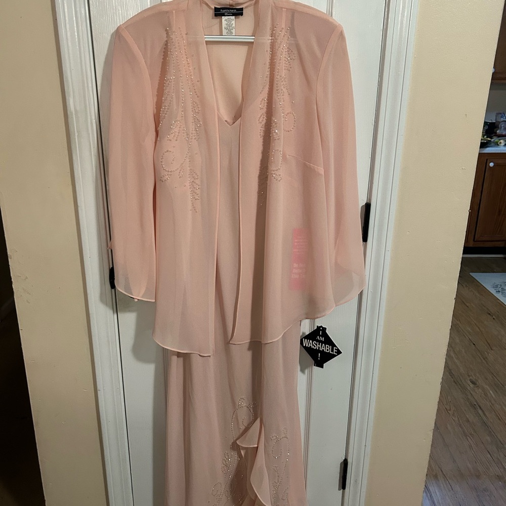 Elegant Pink Sheer Dress Set